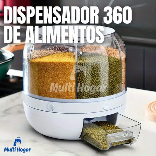 Dispensador 360 de alimentos giratorio con 6 divisiones