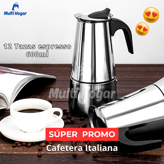 Cafetera Italiana de 12 Tazas | 600ML 6 vasos (12 Tazas Tinteras)