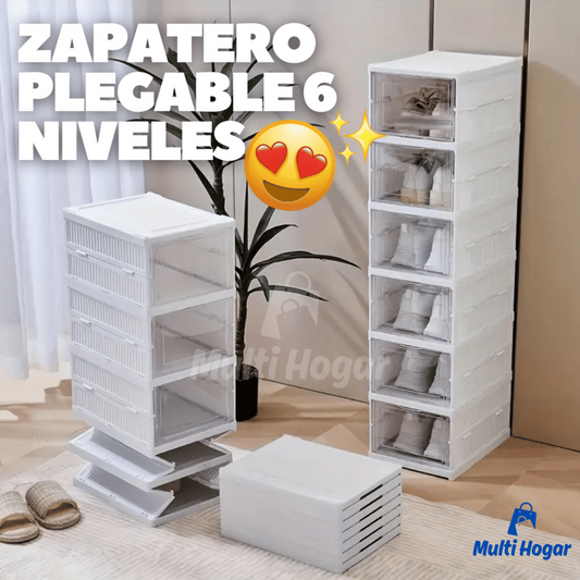 Zapatero Plegable de 6 niveles PP + Acrílico